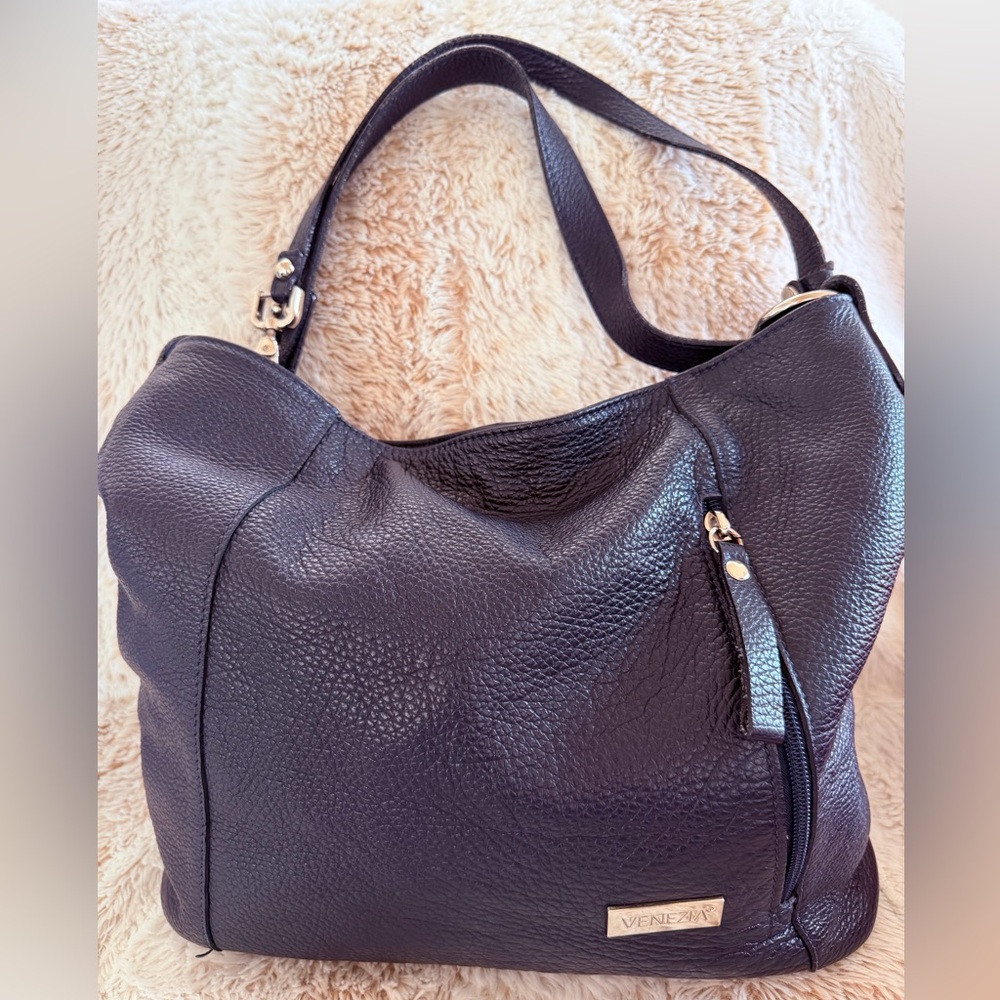 Venezia Dark Blue real Leather Hobo Bag